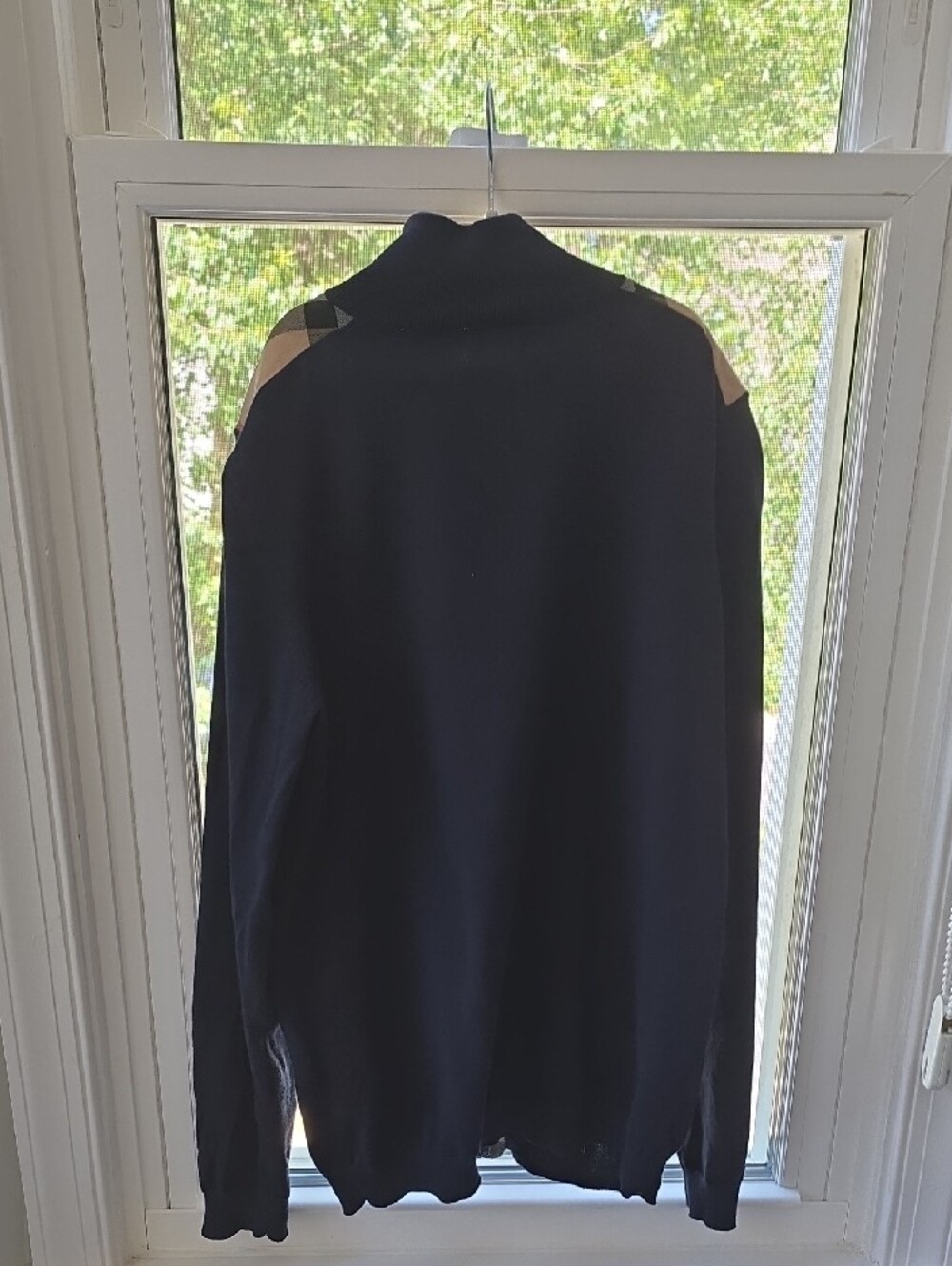 Burberry Navy Zip-Up Jacket with Signature Shoulder Check - Picture 3 of 6
